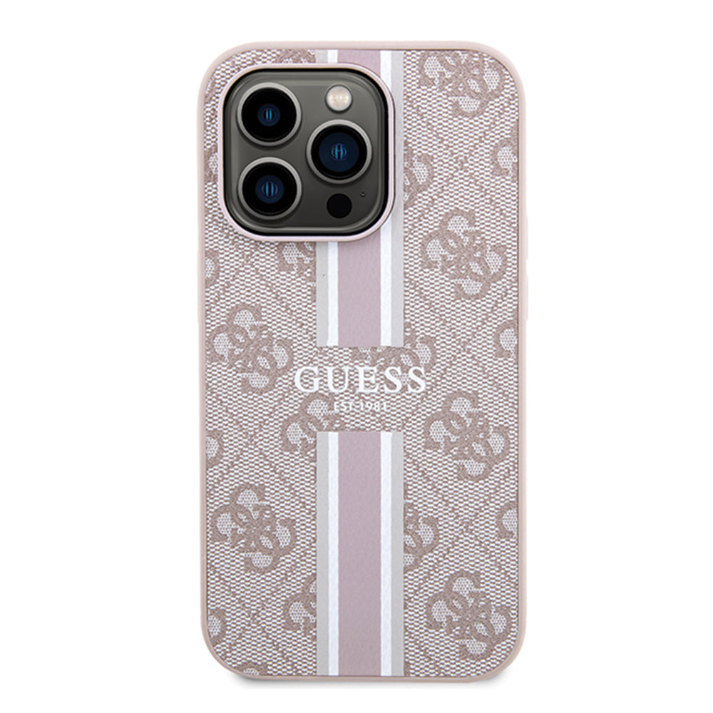 MagSafe-kotelo Apple iPhone 15 Prolle, Guess, 4G Printed Stripes, Pinkki