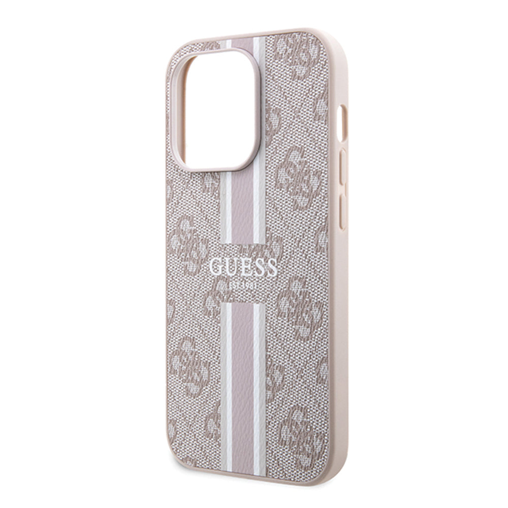 MagSafe-kotelo Apple iPhone 15 Prolle, Guess, 4G Printed Stripes, Pinkki