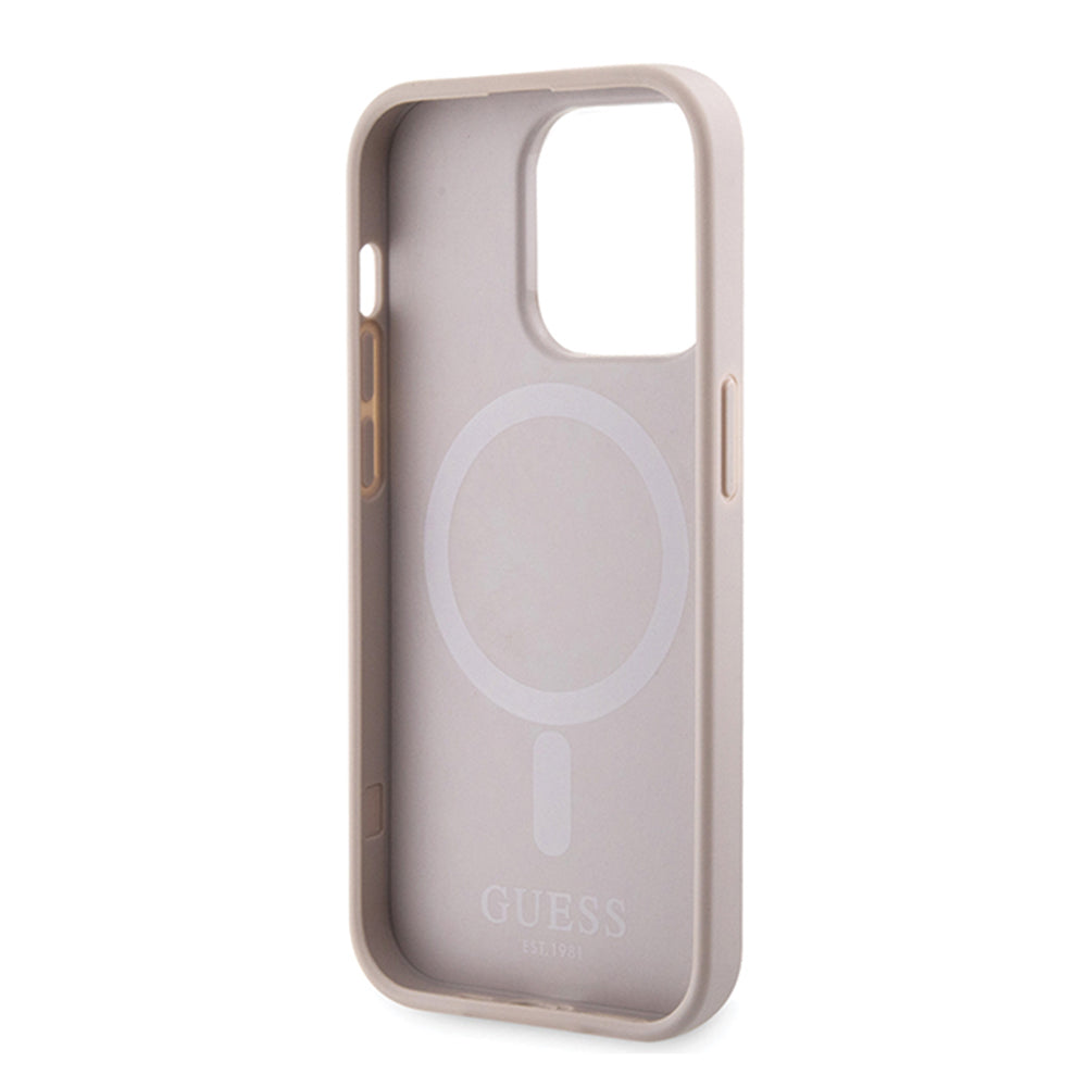 MagSafe-kotelo Apple iPhone 15 Prolle, Guess, 4G Printed Stripes, Pinkki