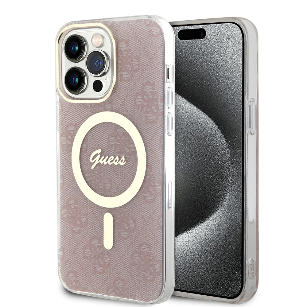 MagSafe-kotelo Apple iPhone 15 Prolle, Guess, IML 4G, Pinkki