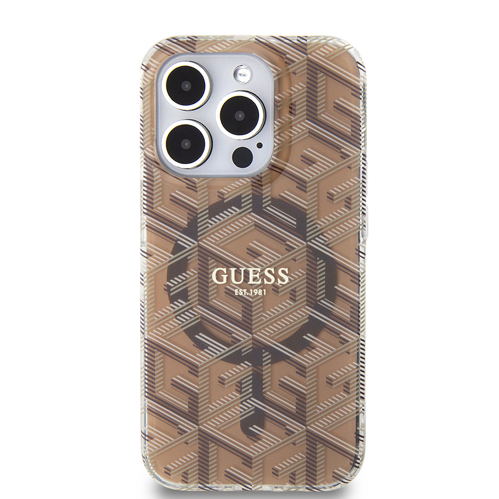 MagSafe-kotelo Apple iPhone 15 Prolle, Guess, IML Gcube, Ruskea