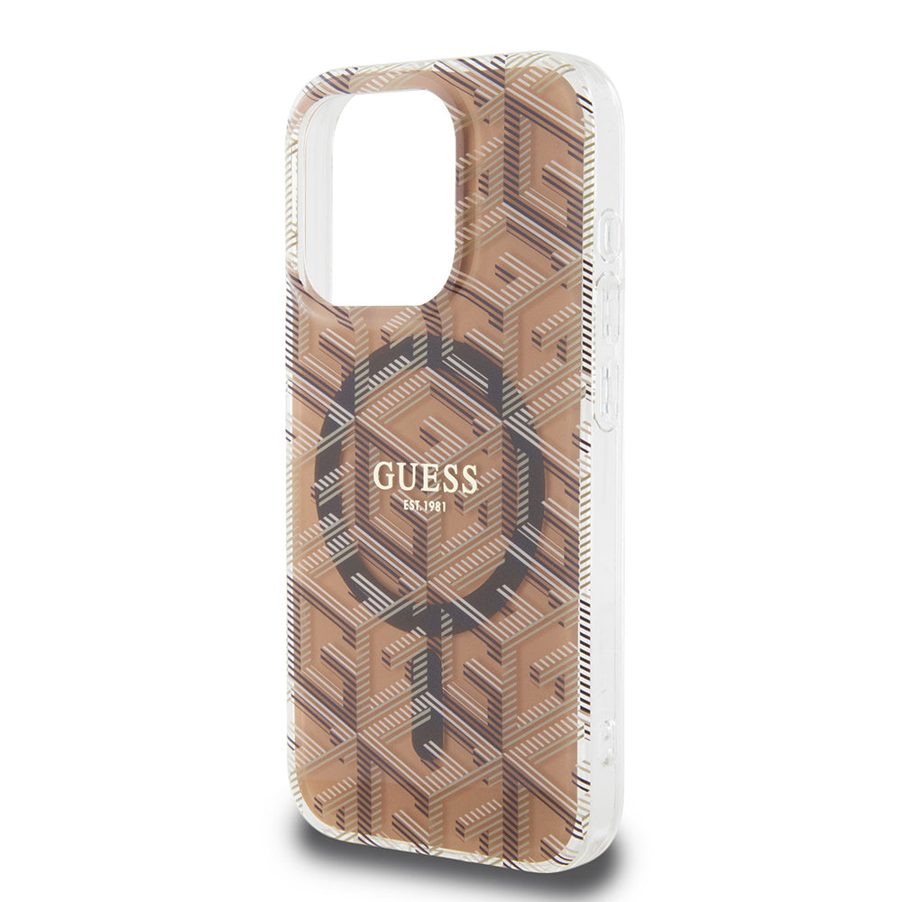 MagSafe-kotelo Apple iPhone 15 Prolle, Guess, IML Gcube, Ruskea