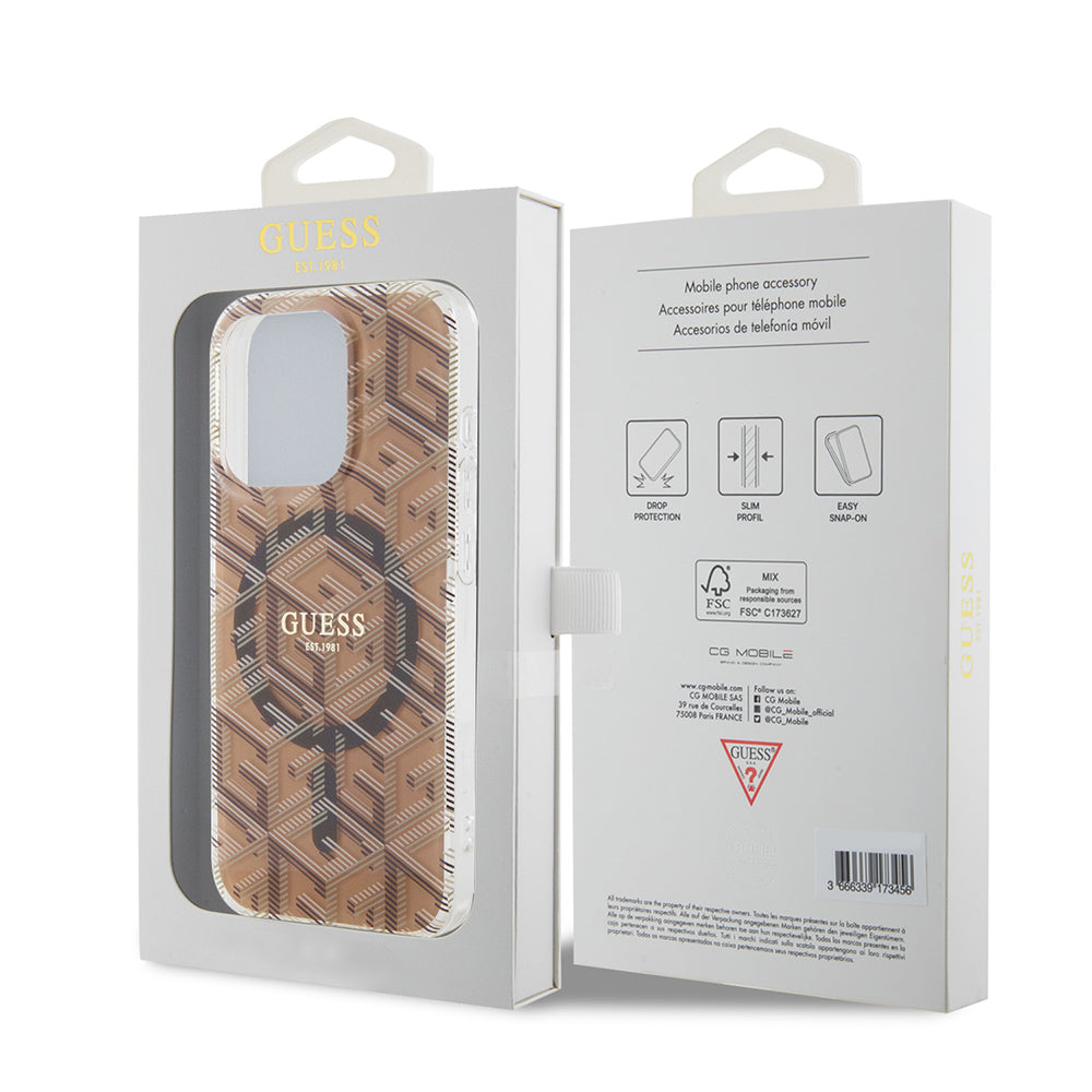 MagSafe-kotelo Apple iPhone 15 Prolle, Guess, IML Gcube, Ruskea