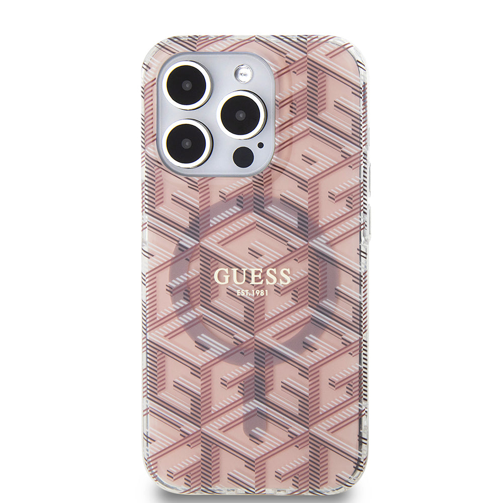 MagSafe-kotelo Apple iPhone 15 Prolle, Guess, IML Gcube, Pinkki