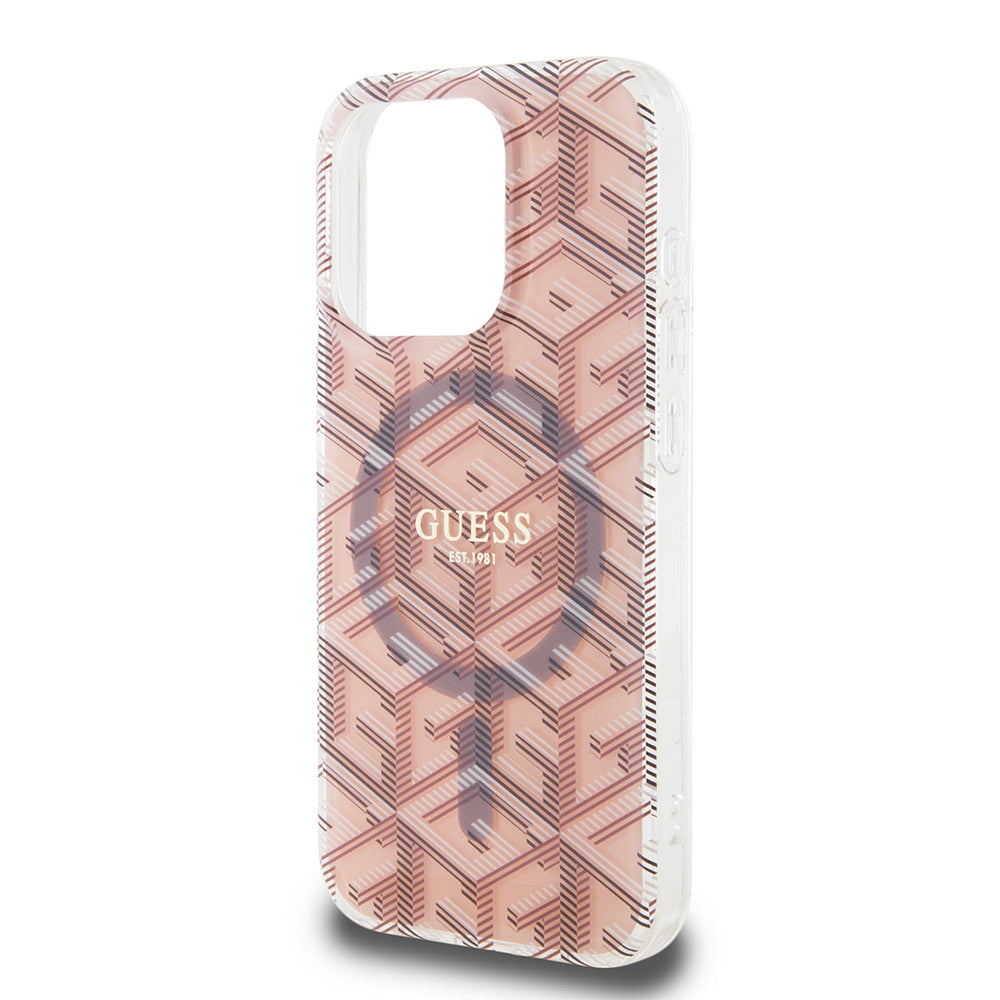 MagSafe-kotelo Apple iPhone 15 Prolle, Guess, IML Gcube, Pinkki