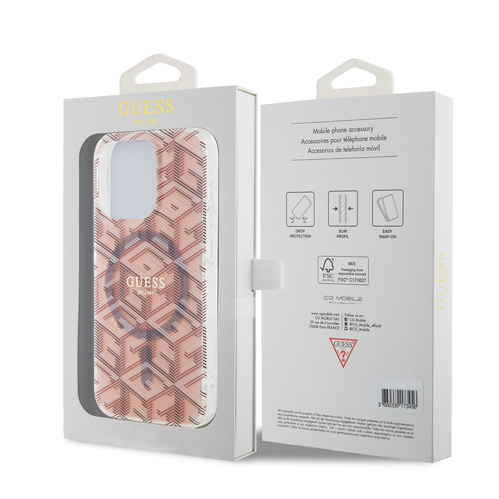 MagSafe-kotelo Apple iPhone 15 Prolle, Guess, IML Gcube, Pinkki