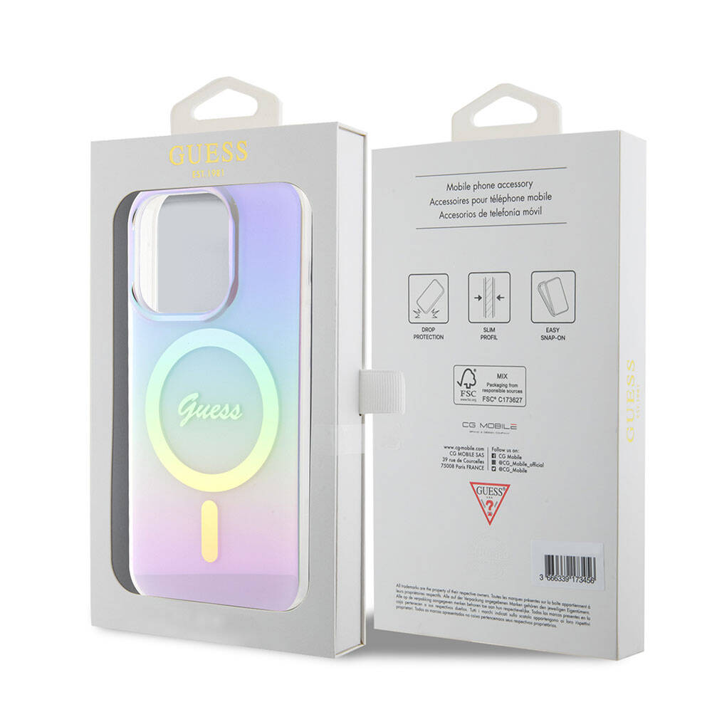 MagSafe-kotelo Apple iPhone 15 Prolle, Guess, IML Iridescent, Violetti
