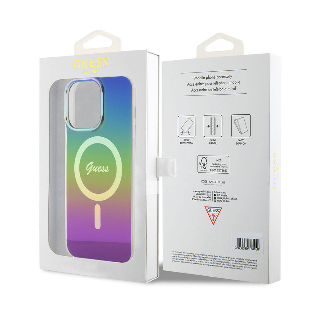 MagSafe-kotelo Apple iPhone 15 Prolle, Guess, IML Iridescent, Monivärinen