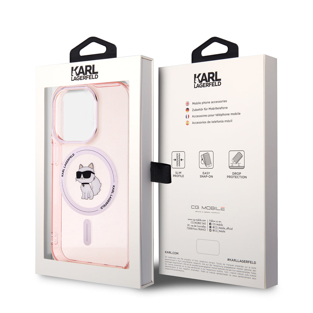 MagSafe-kotelo Apple iPhone 15 Prolle, Karl Lagerfeld, IML Choupette, Pinkki