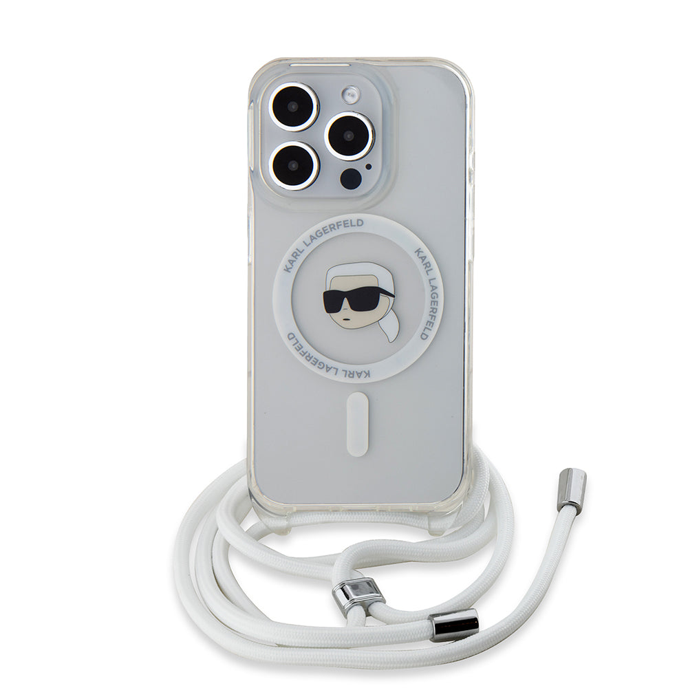 MagSafe-kotelo Apple iPhone 15 Prolle, Karl Lagerfeld, IML Crossbody Karl's Head, Läpinäkyvä