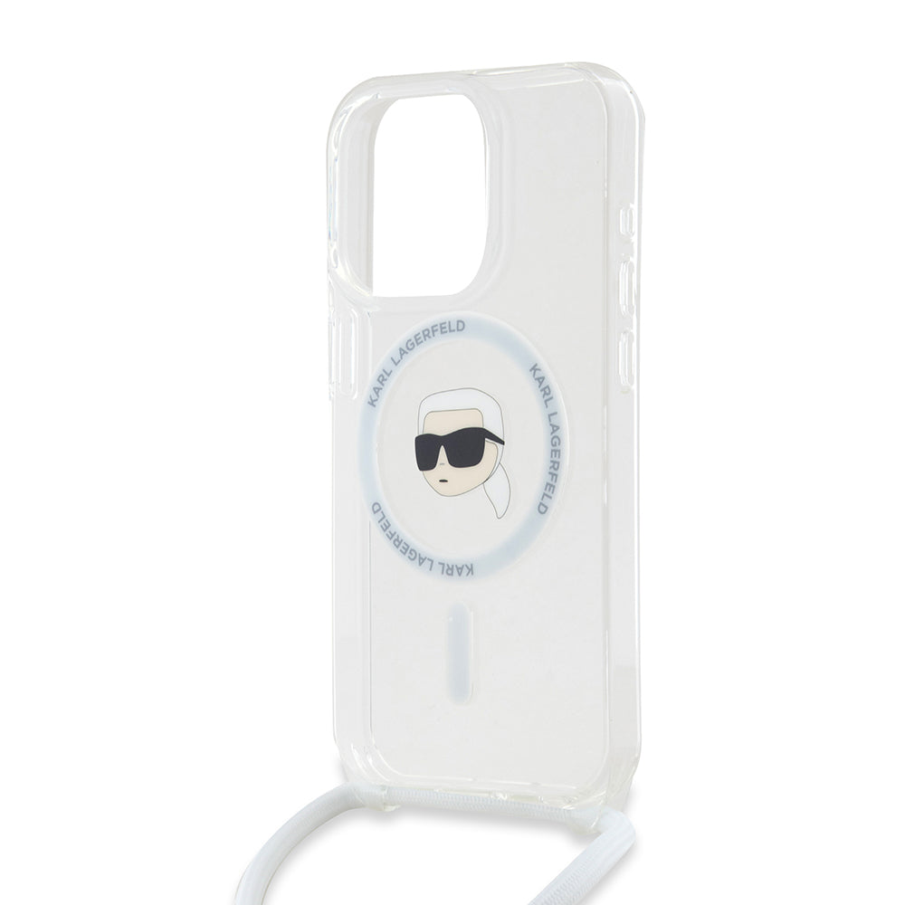 MagSafe-kotelo Apple iPhone 15 Prolle, Karl Lagerfeld, IML Crossbody Karl's Head, Läpinäkyvä