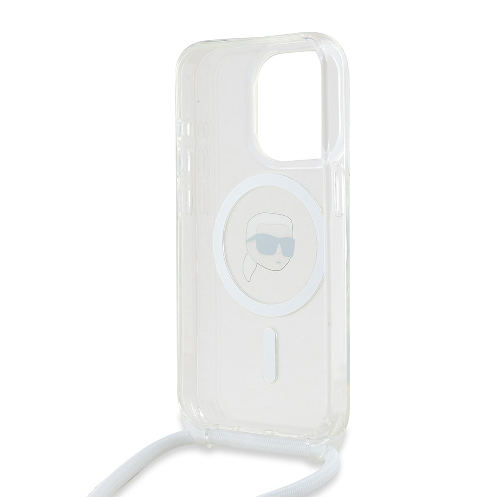 MagSafe-kotelo Apple iPhone 15 Prolle, Karl Lagerfeld, IML Crossbody Karl's Head, Läpinäkyvä