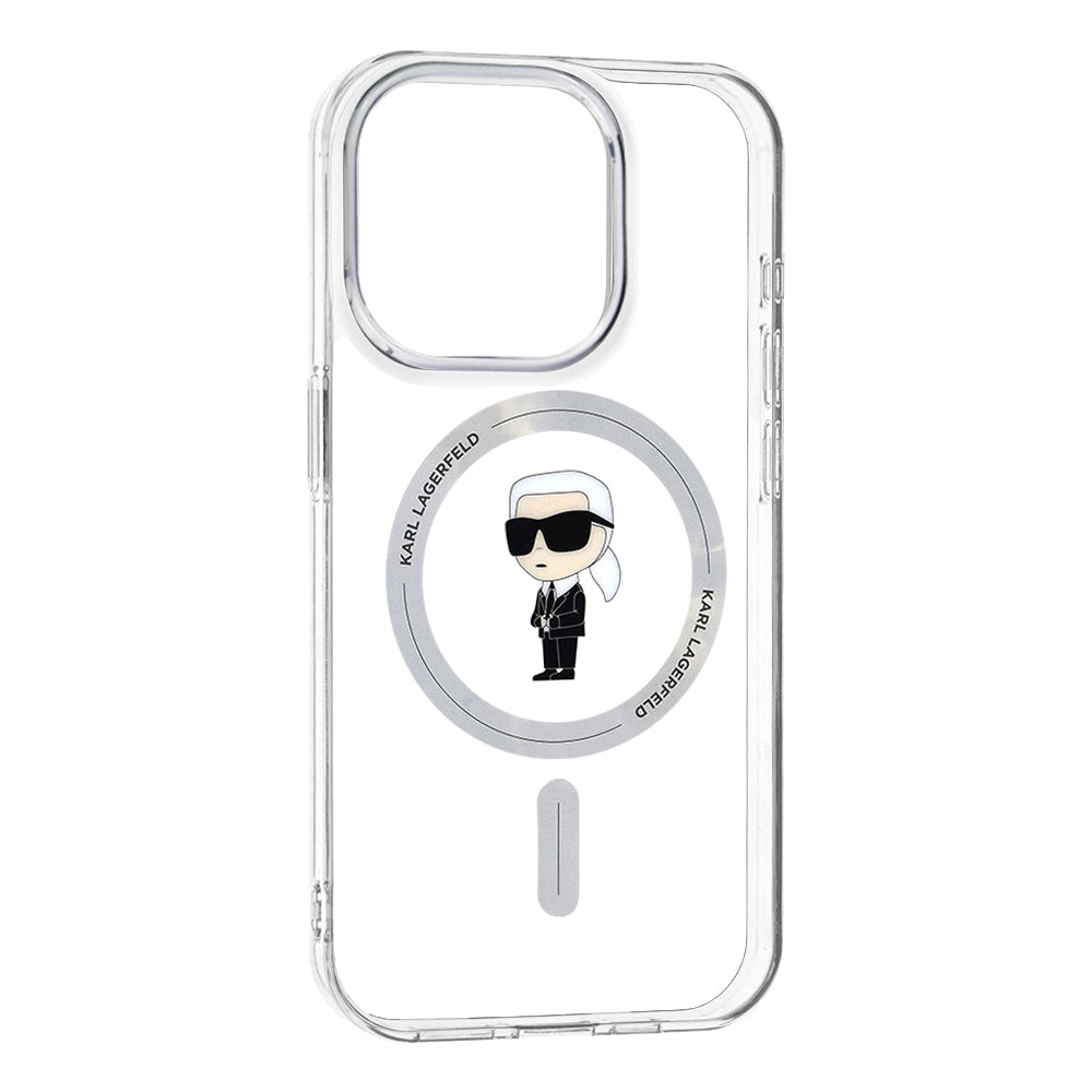 MagSafe-kotelo Apple iPhone 15 Prolle, Karl Lagerfeld, IML Ikonik Karl, Läpinäkyvä