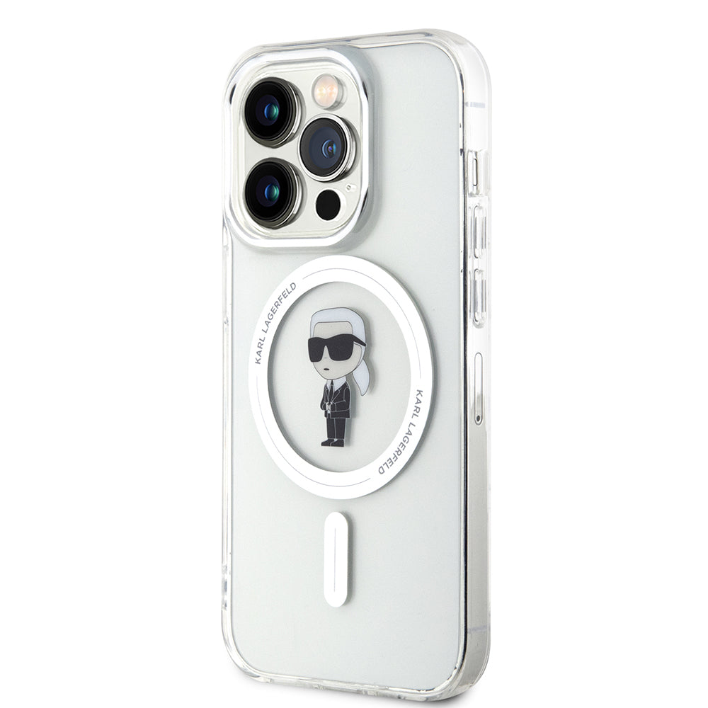 MagSafe-kotelo Apple iPhone 15 Prolle, Karl Lagerfeld, IML Ikonik Karl, Läpinäkyvä