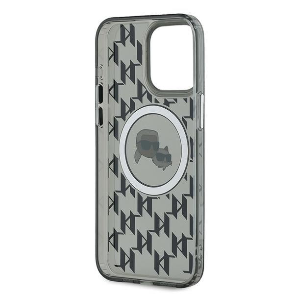 MagSafe-kotelo Apple iPhone 15 Prolle, Karl Lagerfeld, IML Monogram Karl & Choupette's Heads, Musta