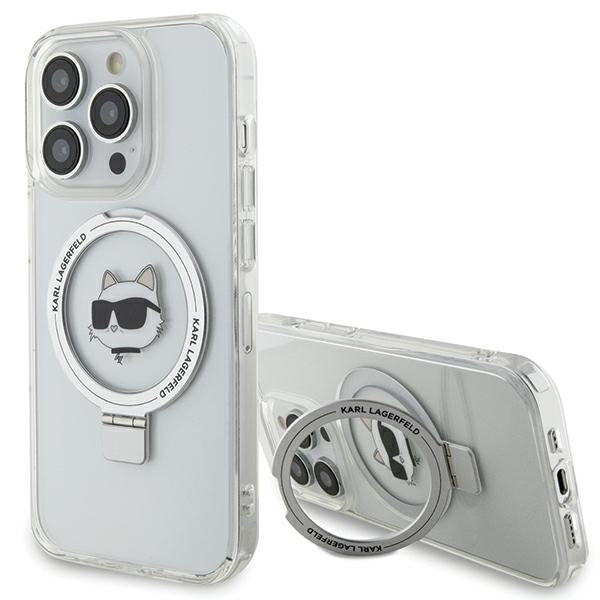 MagSafe-kotelo Apple iPhone 15 Prolle, Karl Lagerfeld, Ring Stand Choupette's Head, Valkoinen