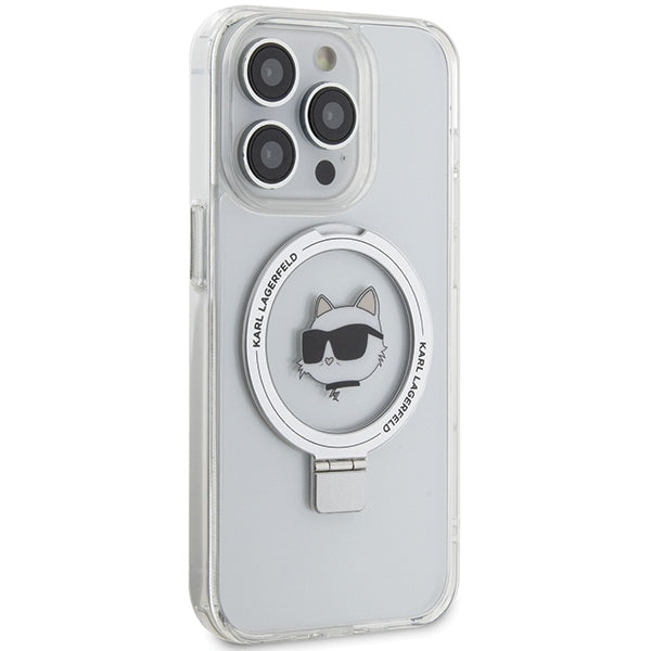 MagSafe-kotelo Apple iPhone 15 Prolle, Karl Lagerfeld, Ring Stand Choupette's Head, Valkoinen