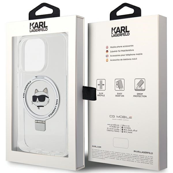 MagSafe-kotelo Apple iPhone 15 Prolle, Karl Lagerfeld, Ring Stand Choupette's Head, Valkoinen
