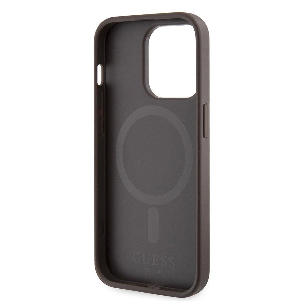 MagSafe-kotelo Apple iPhone 15 Pro Maxille, Guess, 4G Printed Stripes, Ruskea