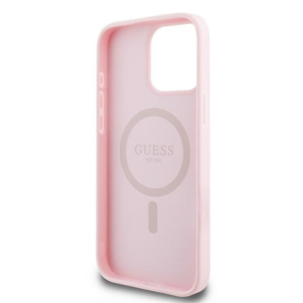 MagSafe-kotelo Apple iPhone 15 Pro Maxille, Guess, Grained Gold Ring, Pinkki