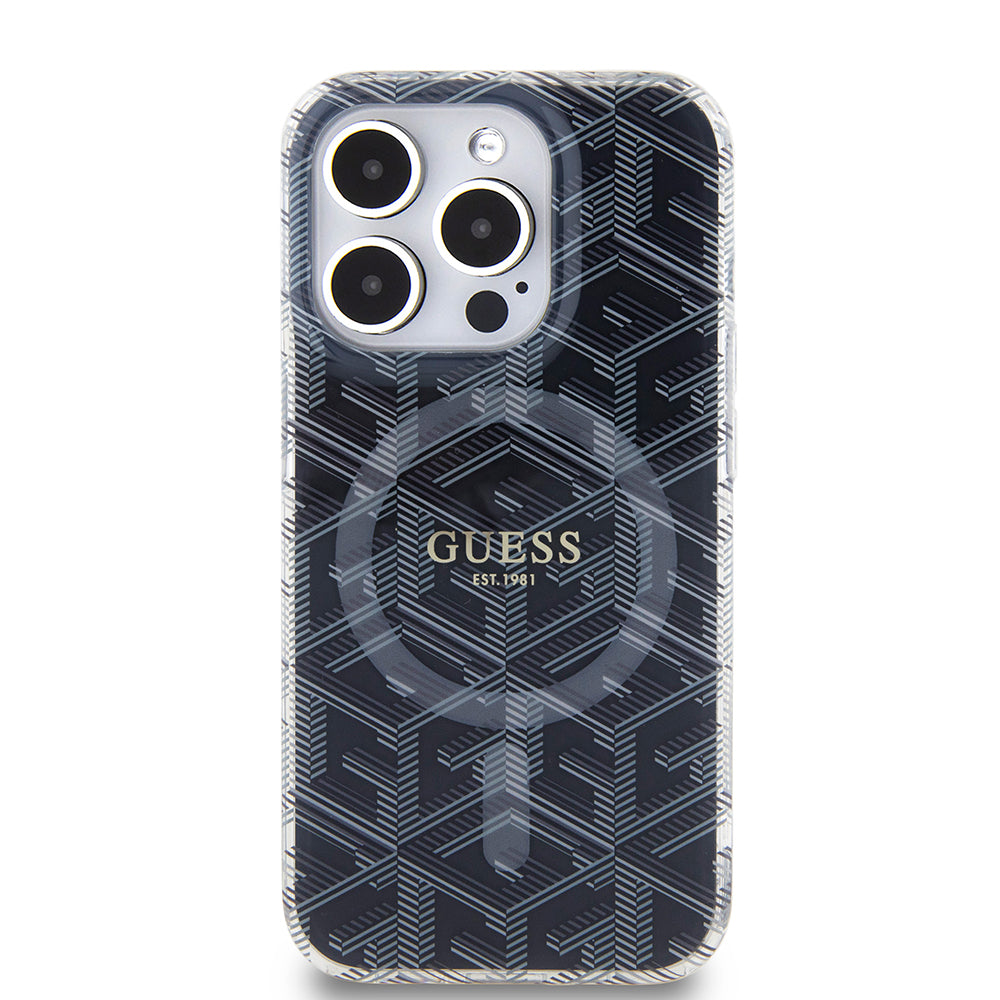 MagSafe Case for Apple iPhone 15 Pro Max, Guess, IML Gcube, Black