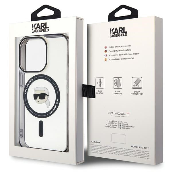 MagSafe-kotelo Apple iPhone 15 Pro Maxille, Karl Lagerfeld, IML Karl's Head, Läpinäkyvä