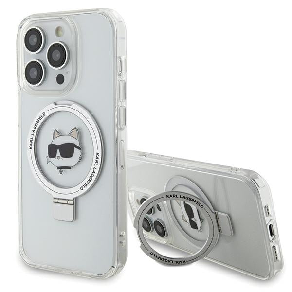 MagSafe-kotelo Apple iPhone 15 Pro Maxille, Karl Lagerfeld, Ring Stand Choupette's Head, Valkoinen