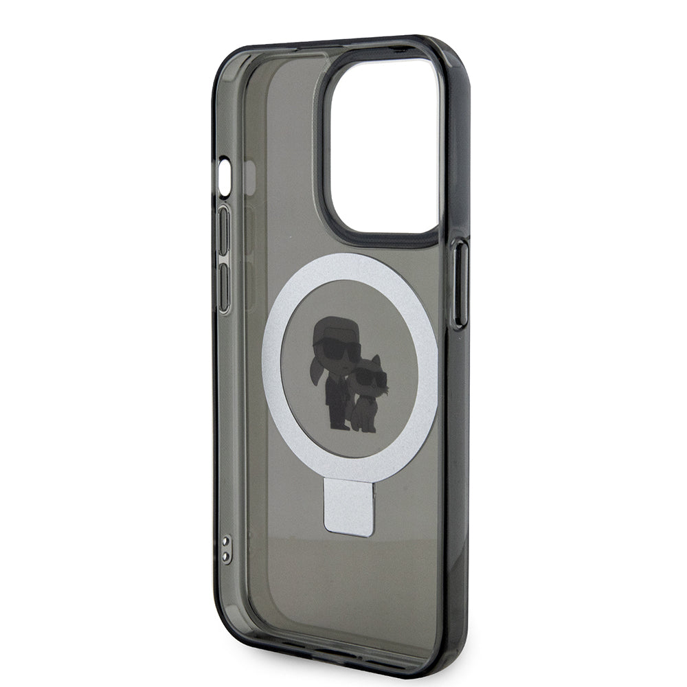 MagSafe-kotelo Apple iPhone 15 Pro Maxille, Karl Lagerfeld, Ring Stand Karl & Choupette, Musta