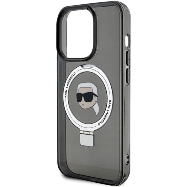 MagSafe-kotelo Apple iPhone 15 Pro Maxille, Karl Lagerfeld, Ring Stand Karl's Head, Musta