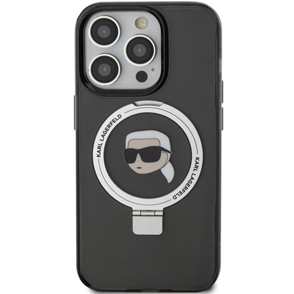 MagSafe-kotelo Apple iPhone 15 Pro Maxille, Karl Lagerfeld, Ring Stand Karl's Head, Musta