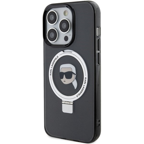 MagSafe-kotelo Apple iPhone 15 Pro Maxille, Karl Lagerfeld, Ring Stand Karl's Head, Musta