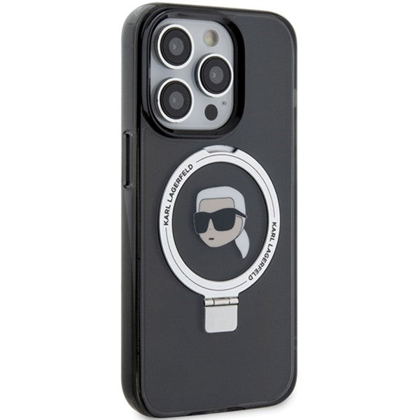 MagSafe-kotelo Apple iPhone 15 Pro Maxille, Karl Lagerfeld, Ring Stand Karl's Head, Musta