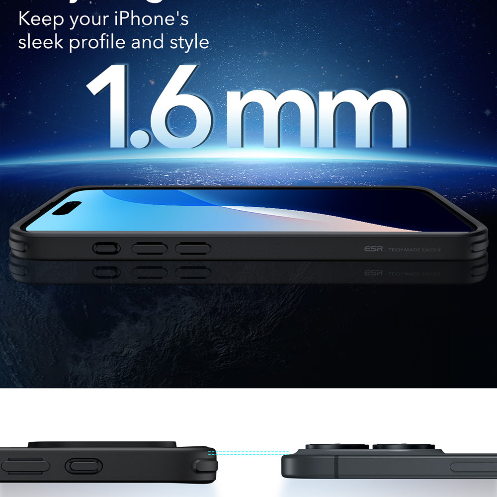 MagSafe-kotelo Apple iPhone 16:lle, ESR, Classic Hybrid, Satinoitu Musta