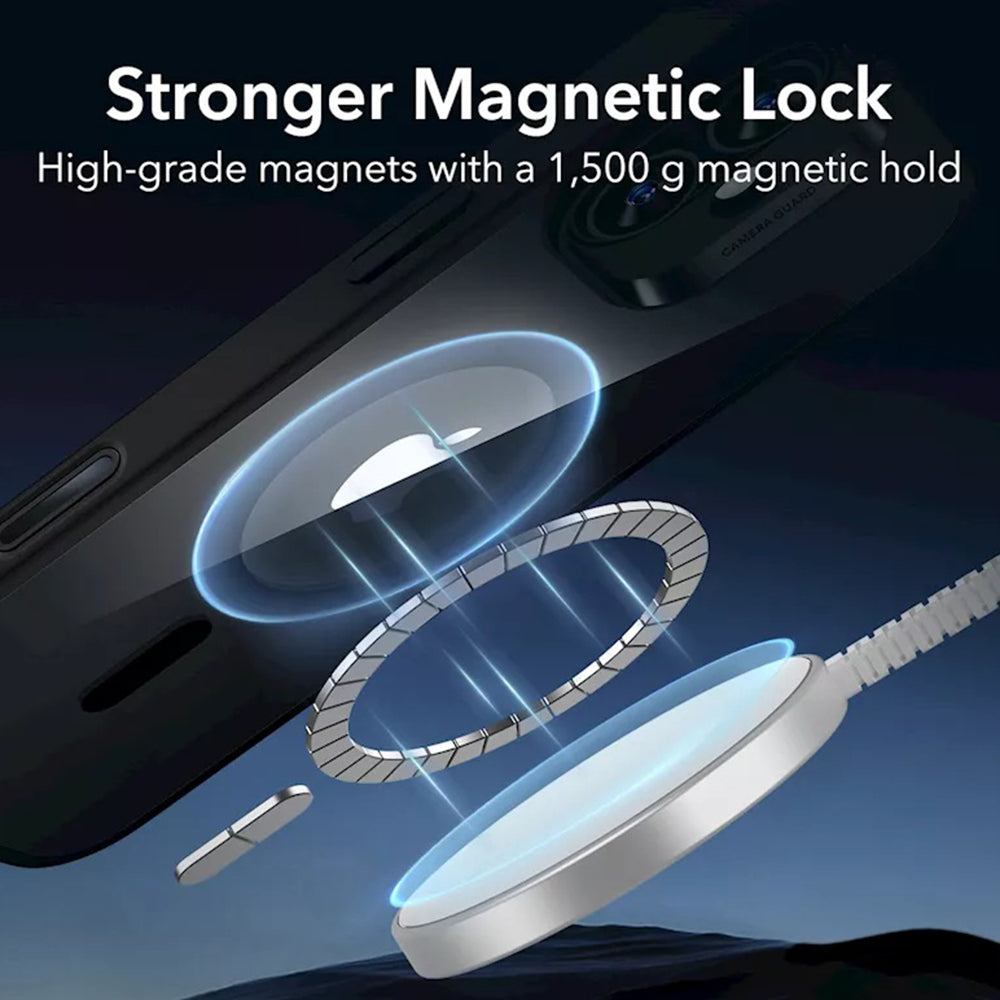 MagSafe-kotelo Apple iPhone 16:lle, ESR, Classic Hybrid Slide, Läpinäkyvä Musta