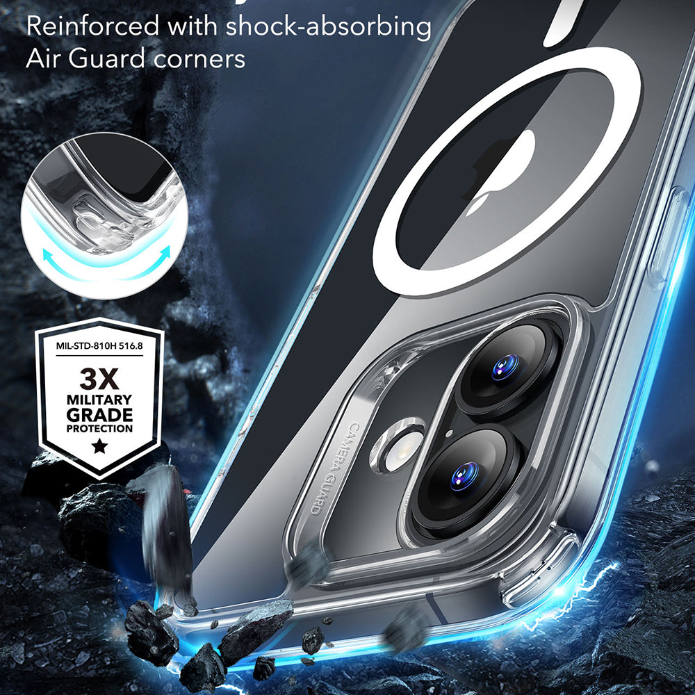 MagSafe-kotelo Apple iPhone 16:lle, ESR, Classic Hybrid, Läpinäkyvä