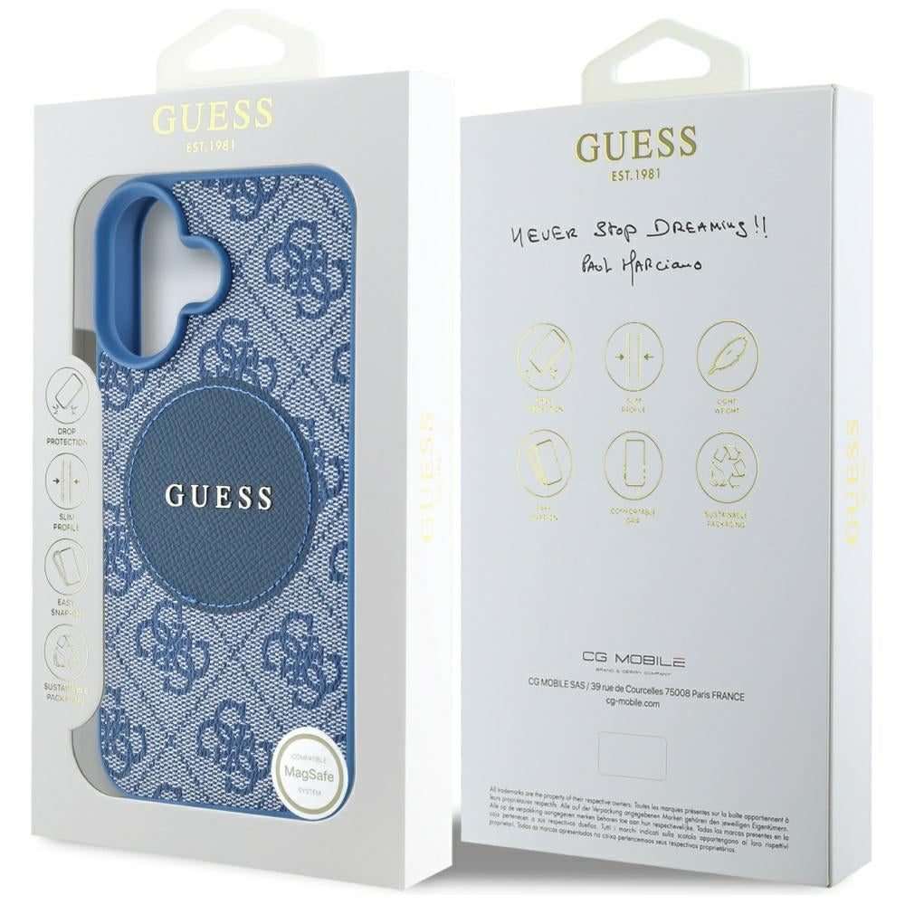 MagSafe-kotelo Apple iPhone 16:lle, Guess, 4G Circle Classic Logo, Sininen