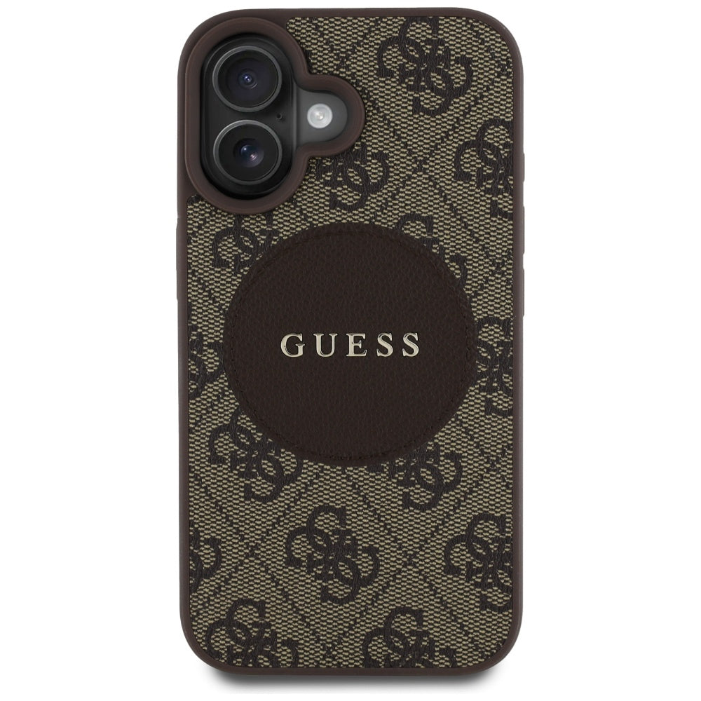 MagSafe-kotelo Apple iPhone 16:lle, Guess, 4G Circle Classic Logo, Ruskea
