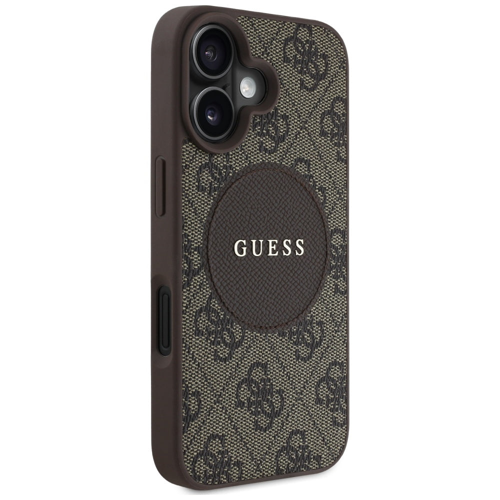 MagSafe-kotelo Apple iPhone 16:lle, Guess, 4G Circle Classic Logo, Ruskea