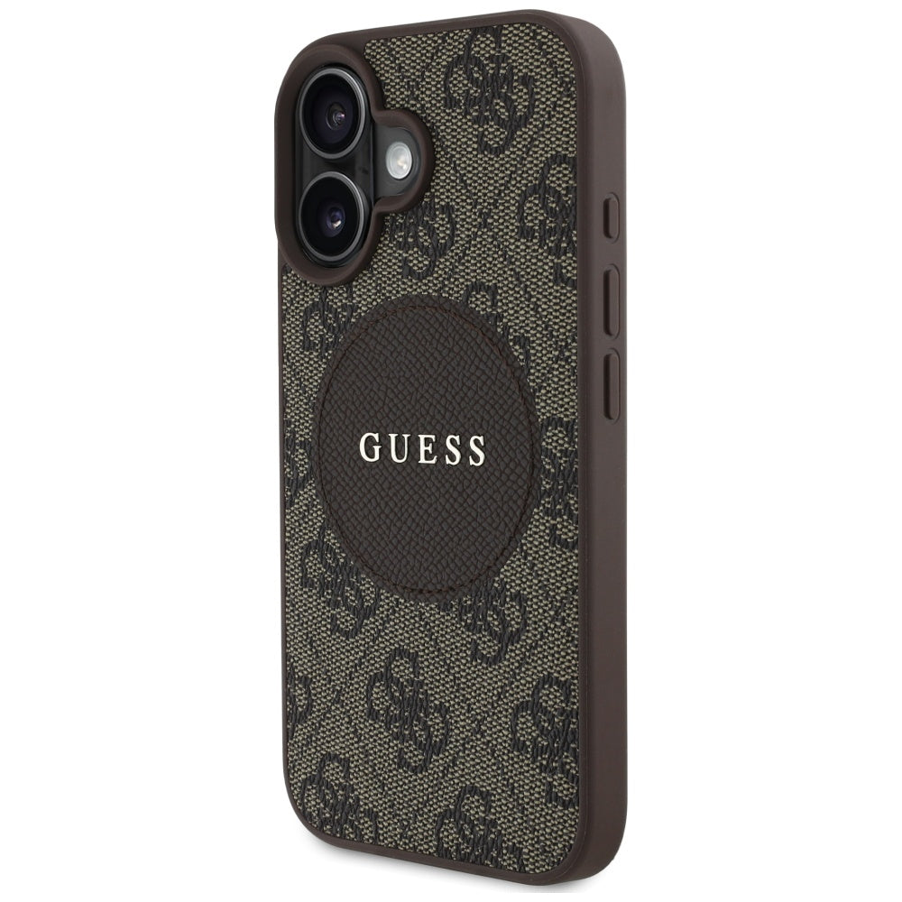 MagSafe-kotelo Apple iPhone 16:lle, Guess, 4G Circle Classic Logo, Ruskea