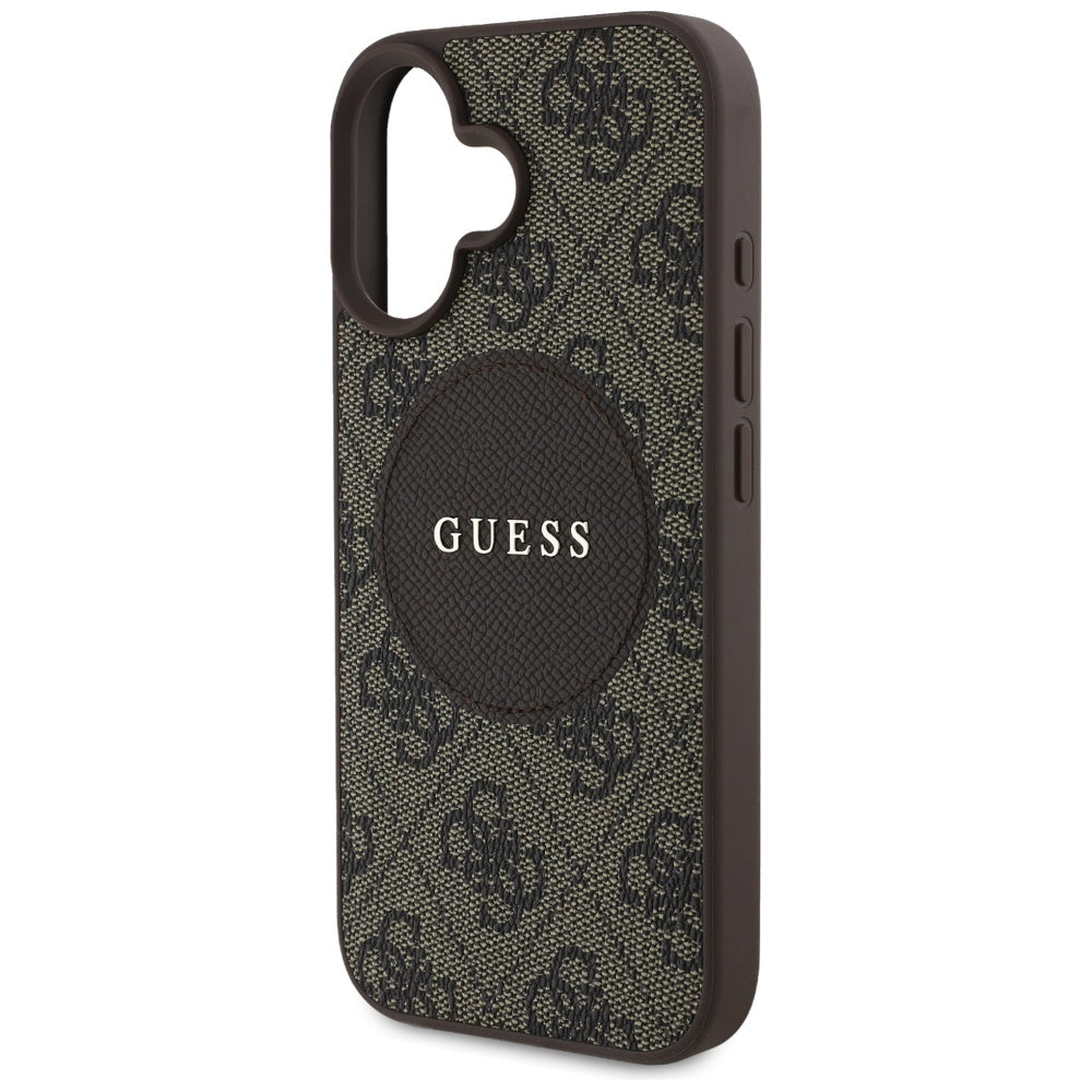 MagSafe-kotelo Apple iPhone 16:lle, Guess, 4G Circle Classic Logo, Ruskea