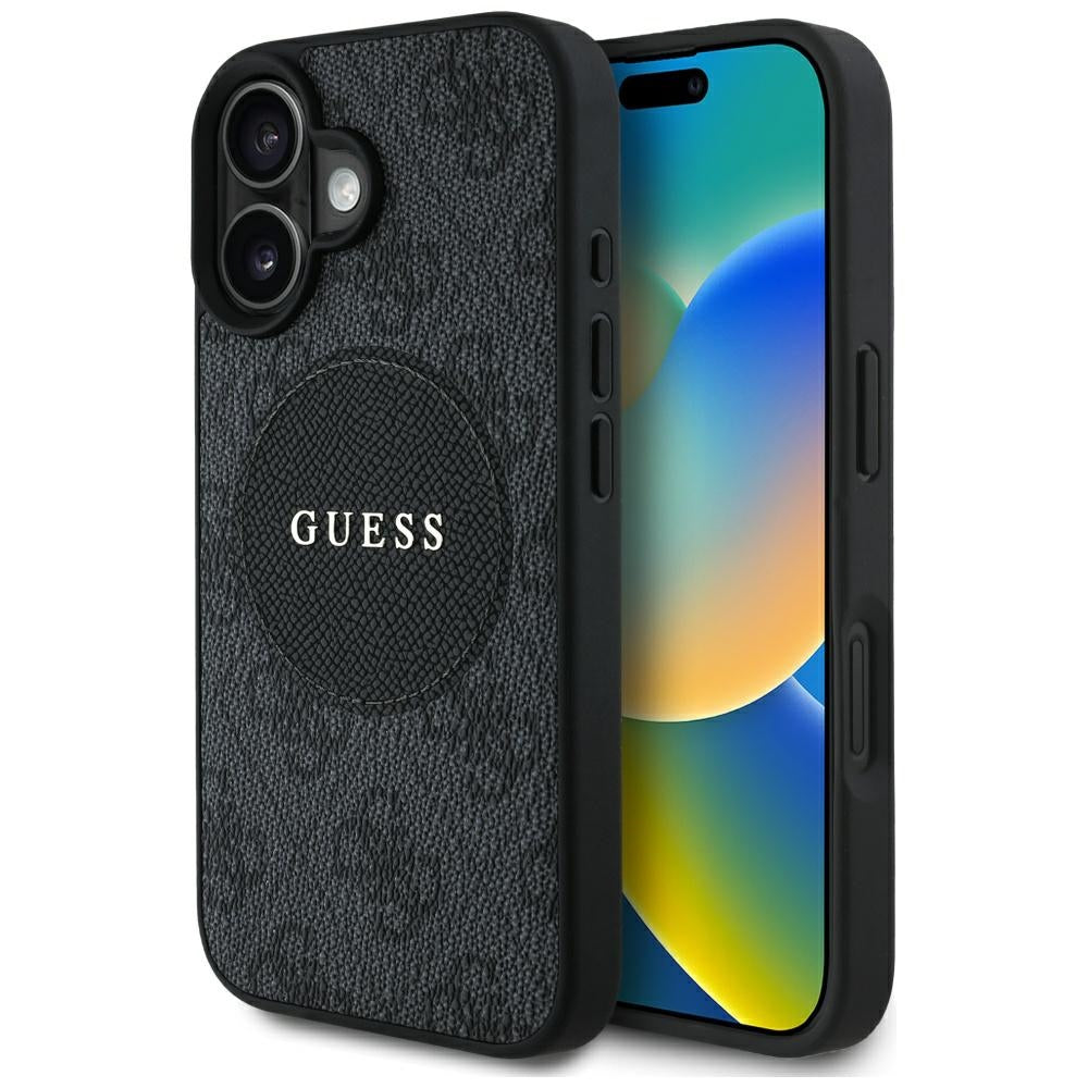 MagSafe-kotelo Apple iPhone 16:lle, Guess, 4G Circle Classic Logo, Musta