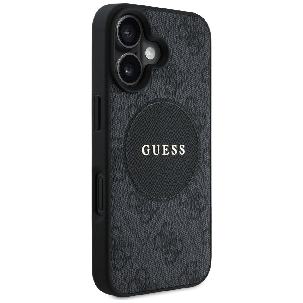 MagSafe-kotelo Apple iPhone 16:lle, Guess, 4G Circle Classic Logo, Musta