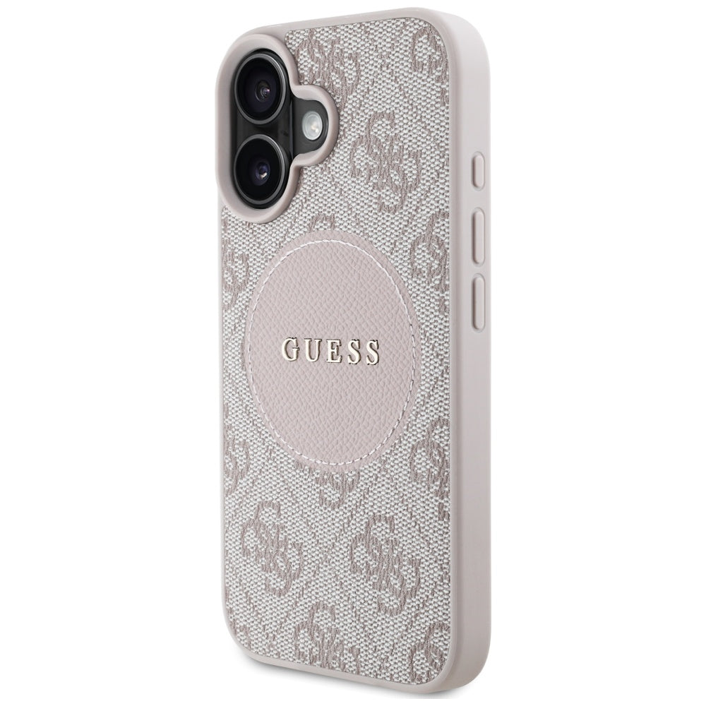 MagSafe Case for Apple iPhone 16, Guess, 4G Circle Classic Logo, Pink