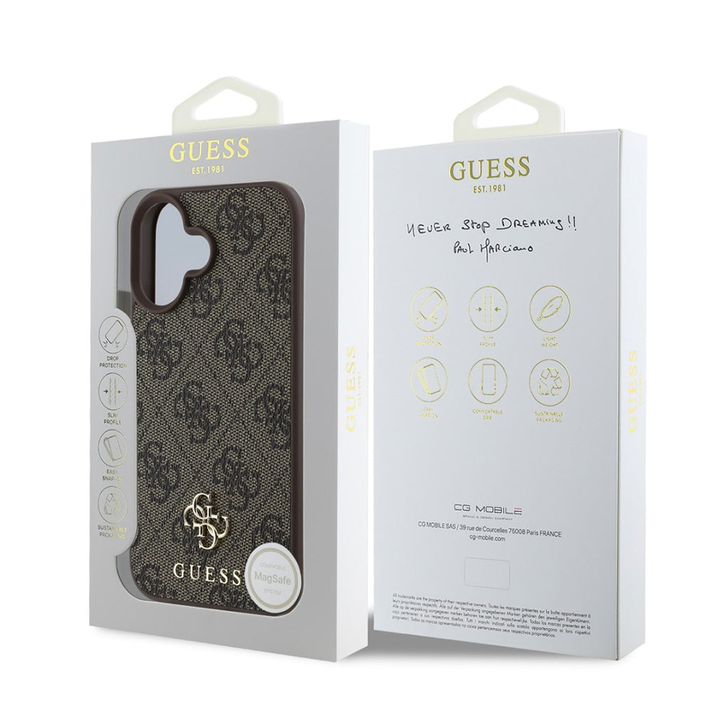 MagSafe-kotelo Apple iPhone 16:lle, Guess, 4G Classic, Ruskea