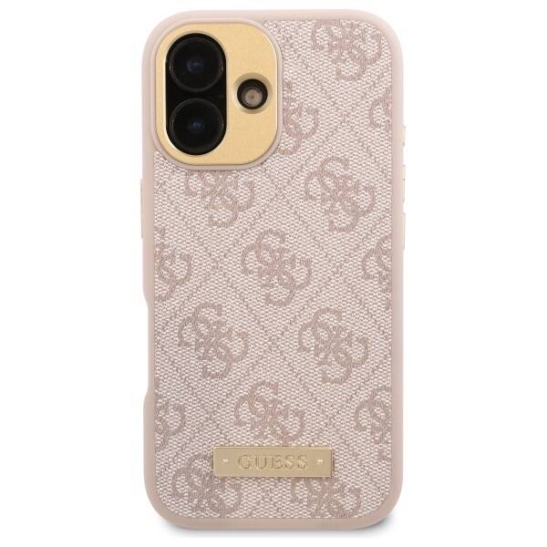 MagSafe-kotelo Apple iPhone 16:lle, Guess, 4G Logo Plate, Pinkki