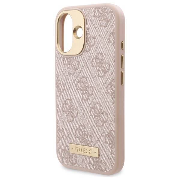 MagSafe-kotelo Apple iPhone 16:lle, Guess, 4G Logo Plate, Pinkki