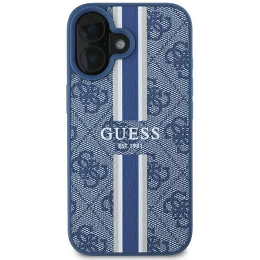 MagSafe-kotelo Apple iPhone 16:lle, Guess, 4G Printed Stripes, Sininen
