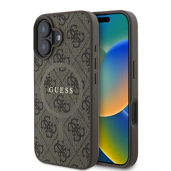 MagSafe-kotelo Apple iPhone 16:lle, Guess, 4G Ring Classic Logo, Ruskea