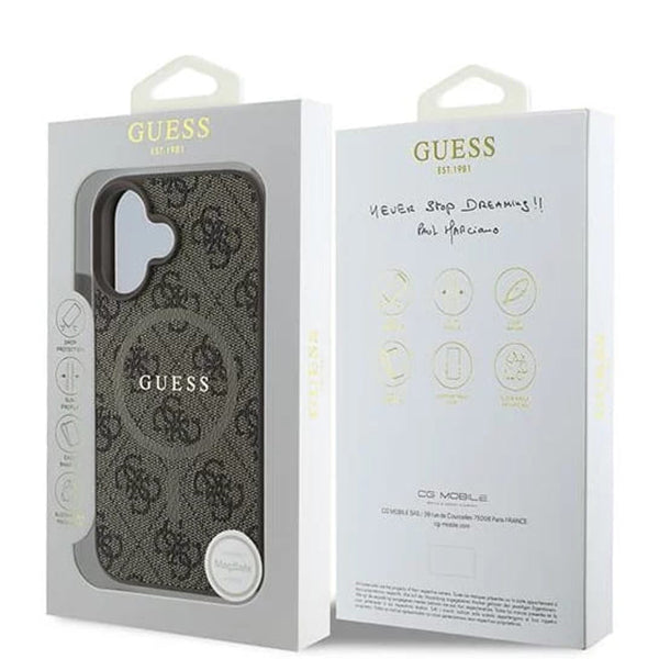MagSafe-kotelo Apple iPhone 16:lle, Guess, 4G Ring Classic Logo, Ruskea