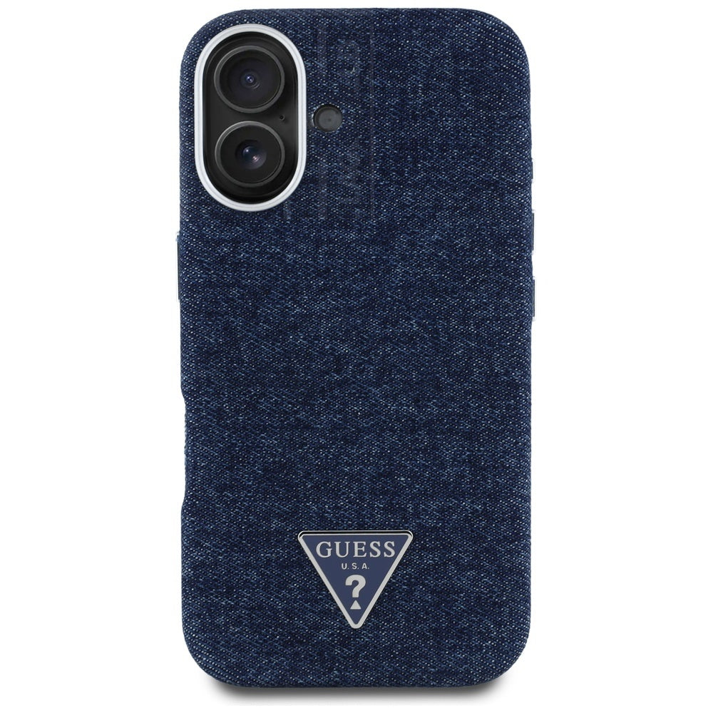 MagSafe-kotelo Apple iPhone 16:lle, Guess, Denim Triangle Logo, Sininen